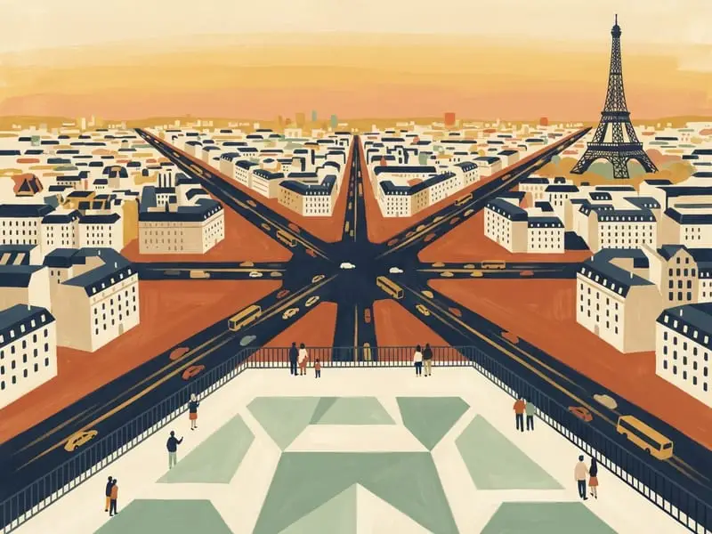 Illustration: Arc de Triomphe rooftop, first Sunday in winter