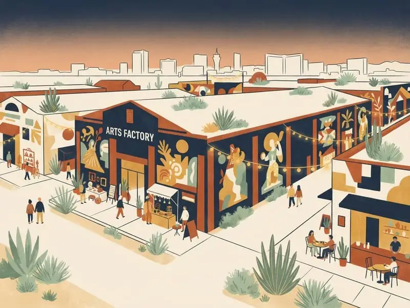 Illustration: 18b Arts District murals and the Arts Factory