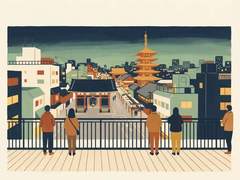 Ilustración: Terraza del Asakusa Culture Tourist Information Center