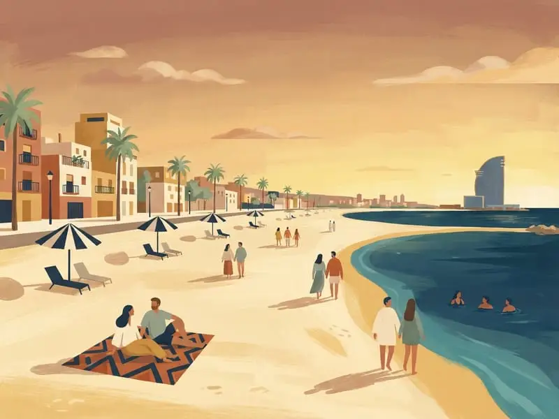 Illustration : Plage de la Barceloneta