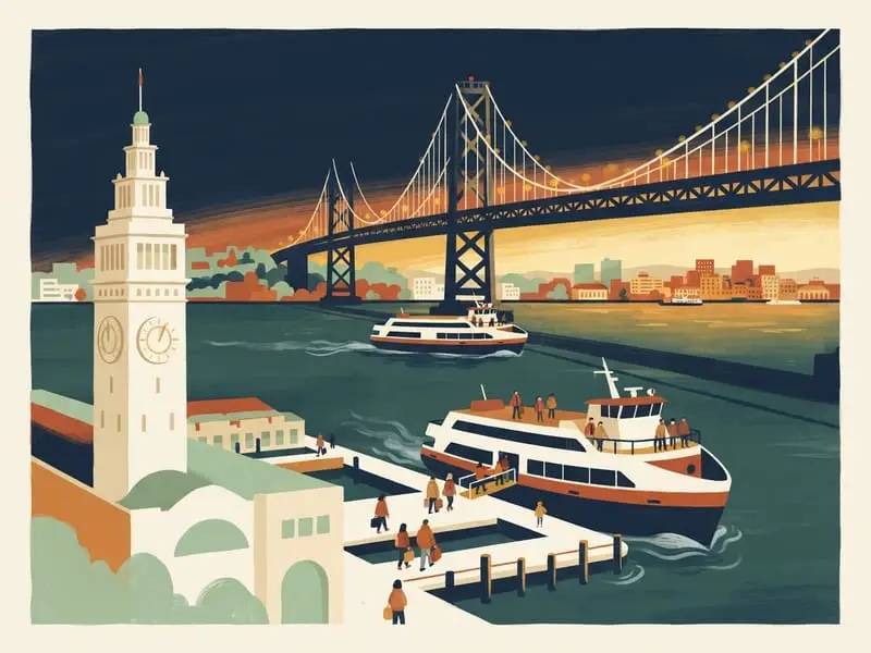Ilustração: San Francisco Bay Ferry para Alameda e Oakland