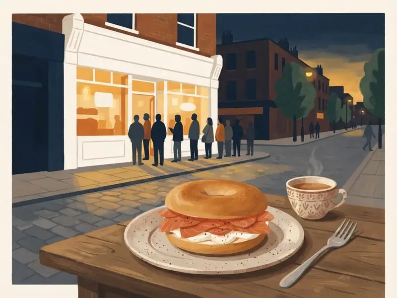 Ilustración: Beigel de salmón ahumado y queso crema en Beigel Bake