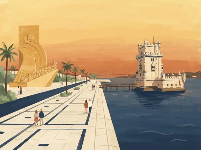 Ilustración: Ribera de Belém y la torre desde fuera
