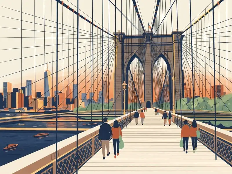Ilustração: Travessia da Ponte do Brooklyn