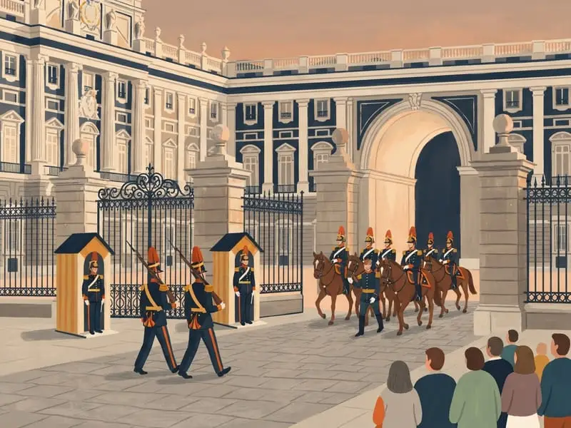 Ilustración: Cambio de guardia en el Palacio Real