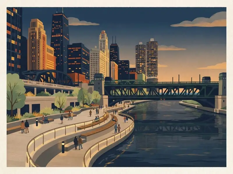 Illustration: Chicago Riverwalk
