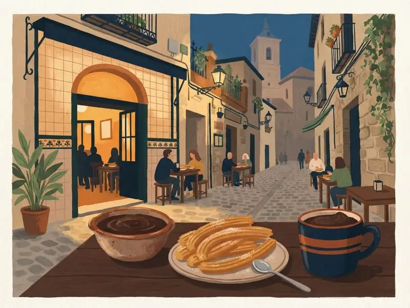 Ilustración: Churros en la Chocolatería San Ginés