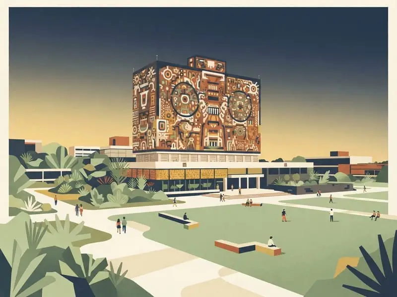 Illustration: Ciudad Universitaria (UNAM campus and Central Library)