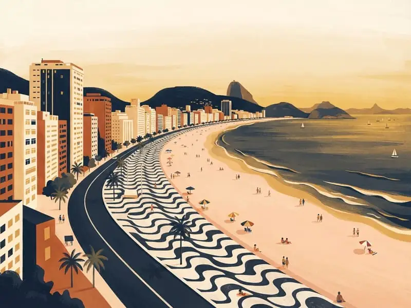 Ilustración: Paseo marítimo de Copacabana y Leme