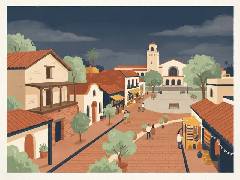 Illustration: El Pueblo and Olvera Street