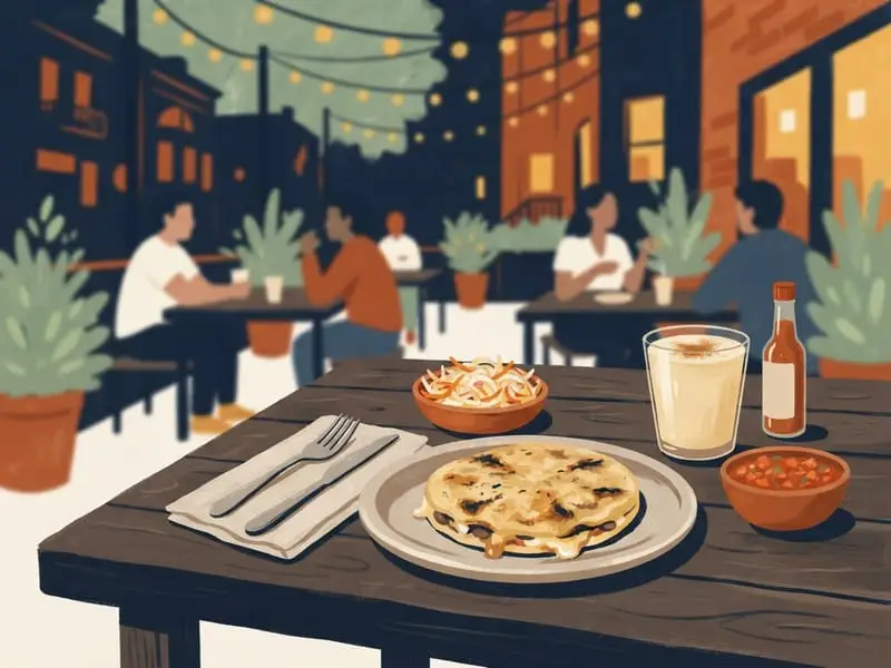 Ilustração: Uma pupusa no El Tamarindo