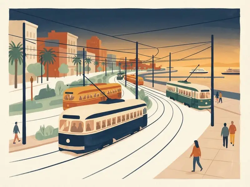 Ilustração: Bondes históricos F Market and Wharves