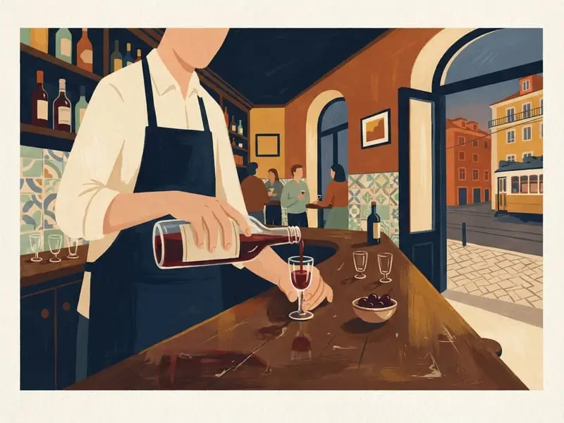 Ilustración: Un vaso de ginjinha