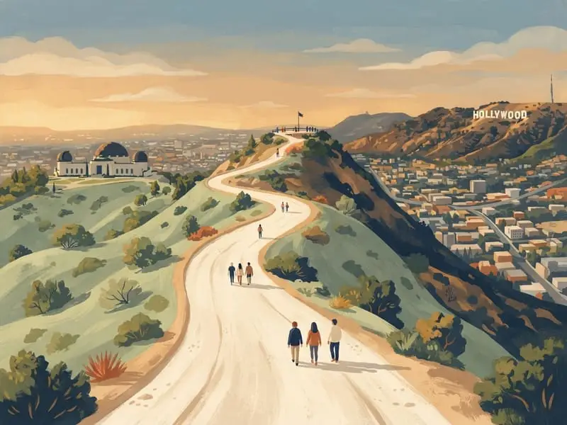 Illustration: Mount Hollywood hike in Griffith Park