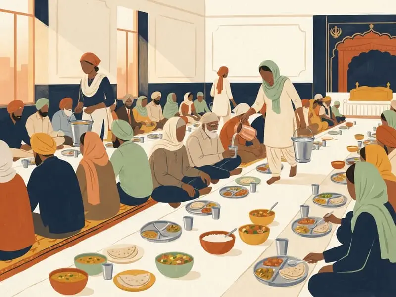 Ilustração: Langar de domingo no Sikh Gurdwara DC