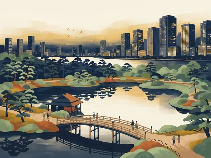 Ilustración: Jardines Hamarikyu