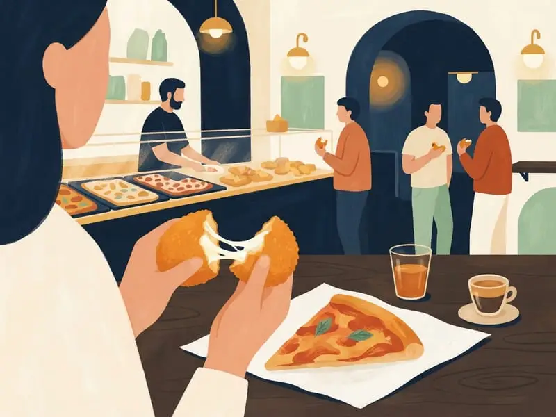 Ilustração: Supplì e pizza al taglio na La Casa del Supplì