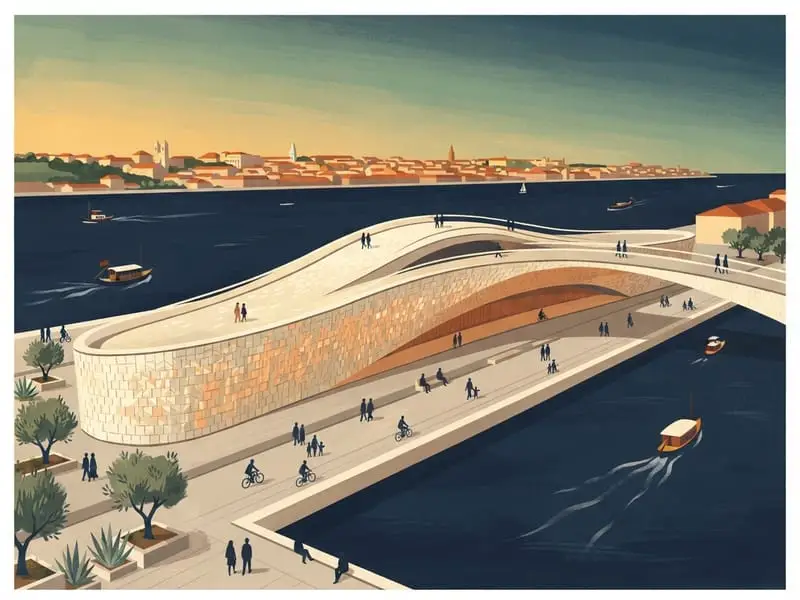 Ilustración: Exterior y ribera del MAAT