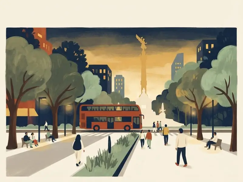 Illustration: Metrobús Line 7 double-decker along Reforma