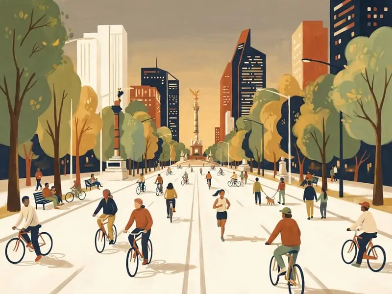 Illustration: Muévete en Bici (car-free Sunday on Reforma)
