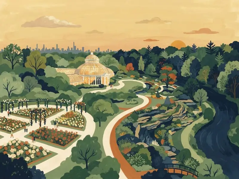 Ilustração: New York Botanical Garden, áreas externas às quartas