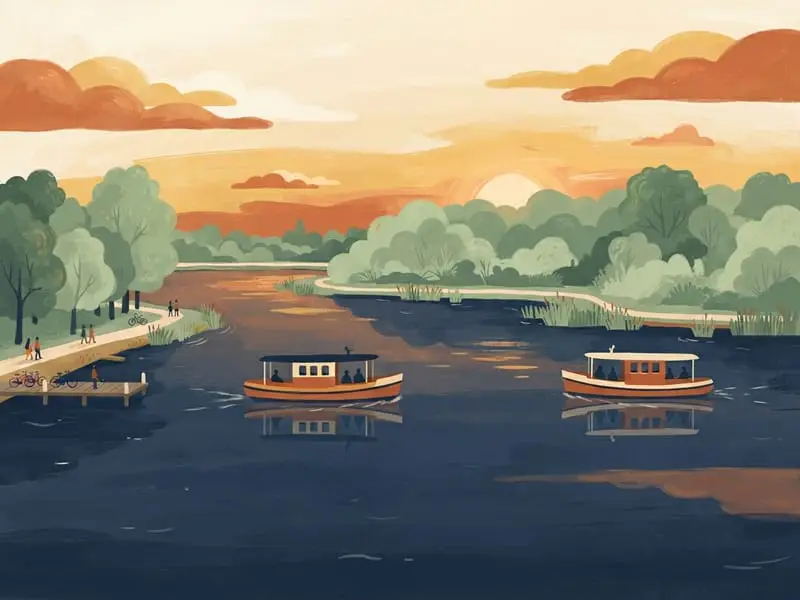 Illustrazione: Traghetti del Nieuwe Meer verso l'Amsterdamse Bos