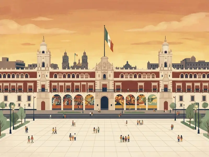 Illustration: National Palace and the Diego Rivera murals