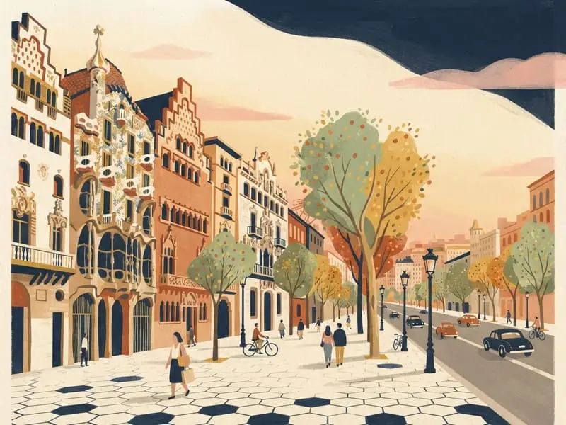 Illustration : Les façades du Passeig de Gràcia