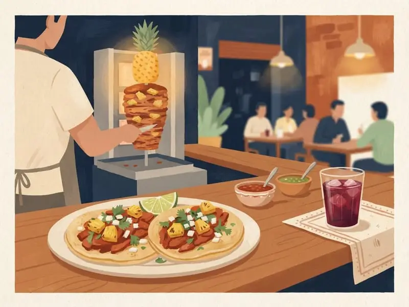 Illustrazione: Taco pastor vegano da El Califa