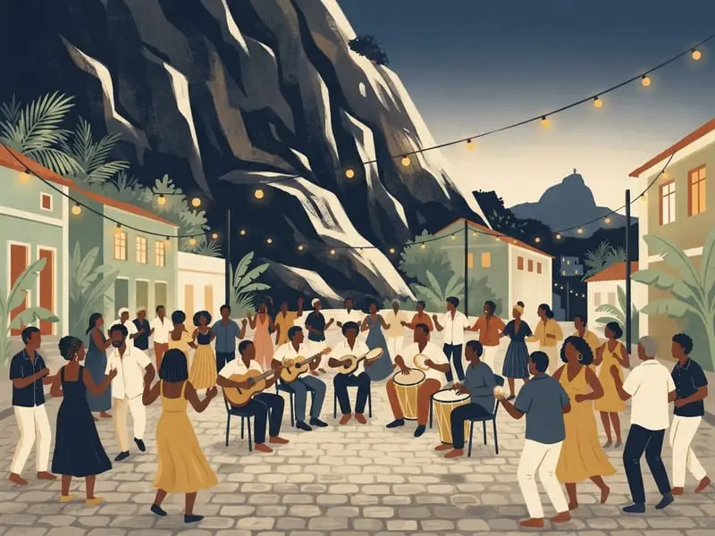 Ilustración: Roda de samba en Pedra do Sal