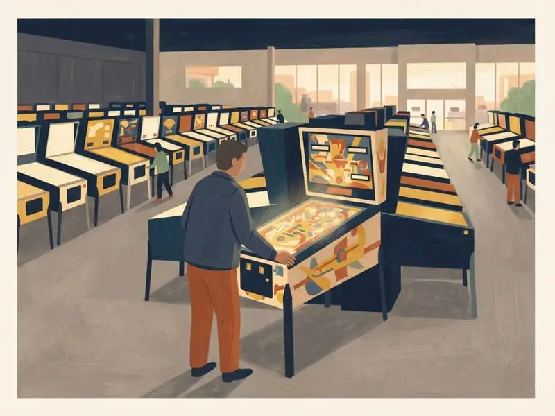 Ilustración: Una partida en el Pinball Hall of Fame