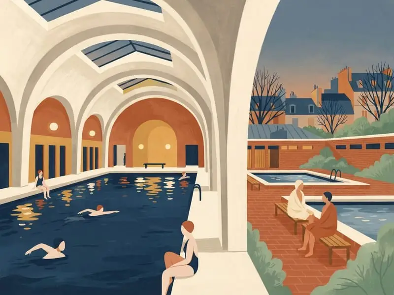 Ilustración: Un baño en la Piscine de la Butte-aux-Cailles