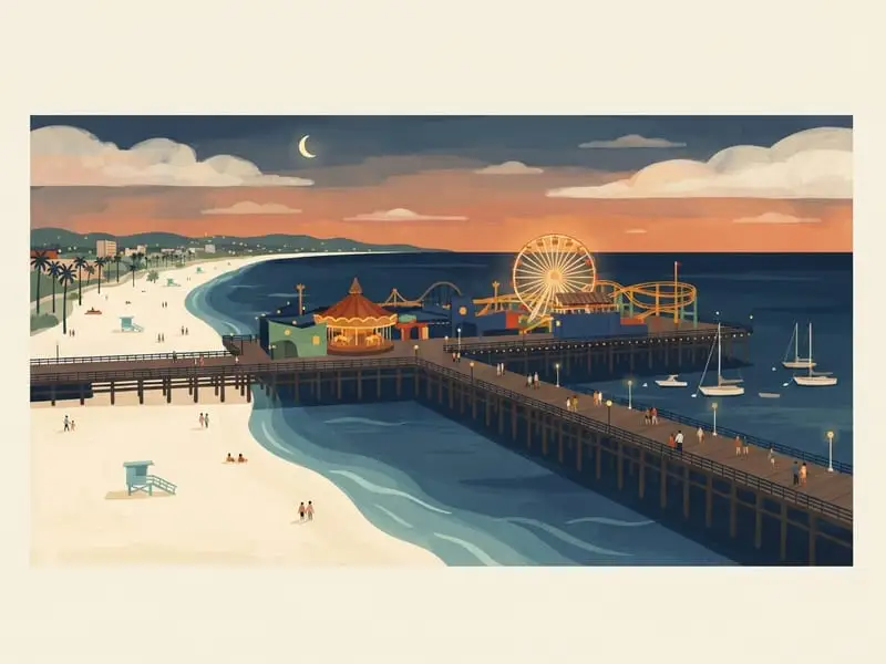 Illustration: Santa Monica Pier and State Beach