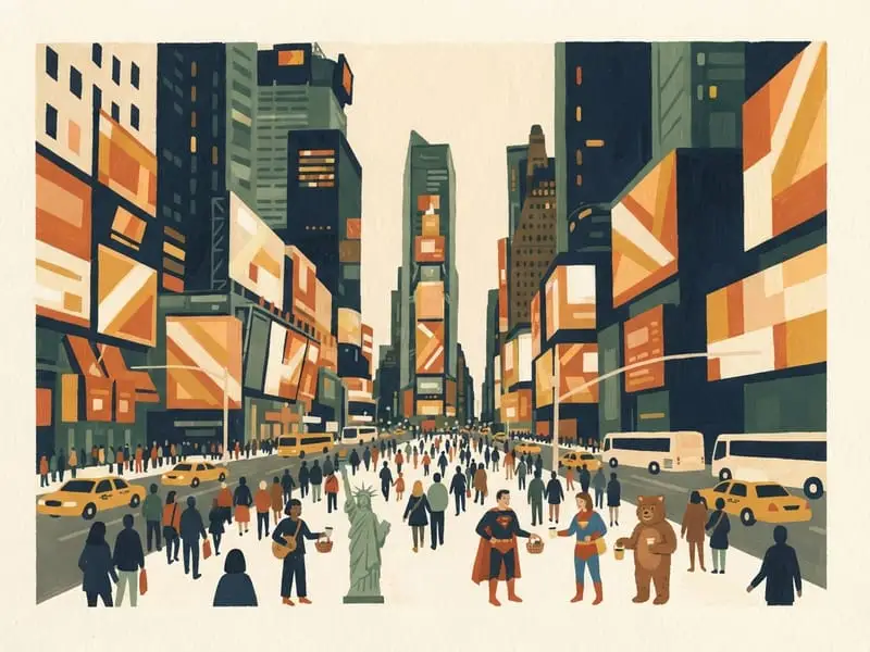 Ilustração: Times Square e Midnight Moment