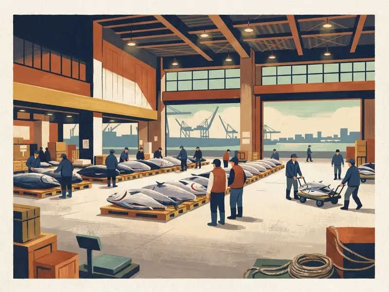 Ilustración: Mercado de Toyosu y la subasta de atún