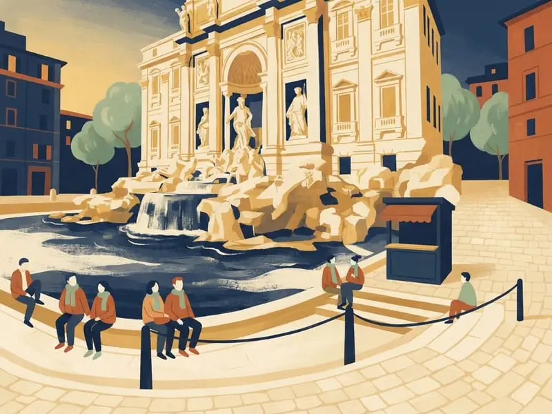 Ilustración: Fontana di Trevi, junto al agua