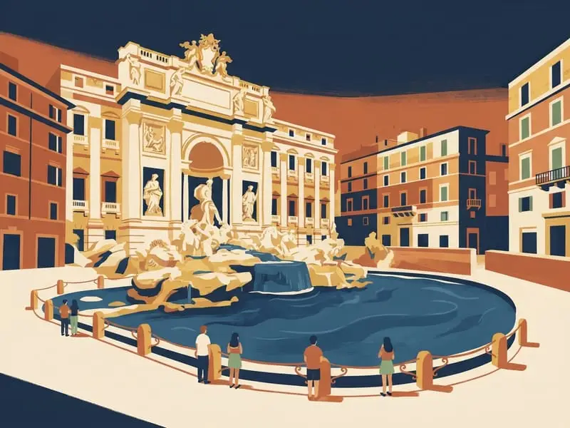Illustration : Fontaine de Trevi (depuis la place)